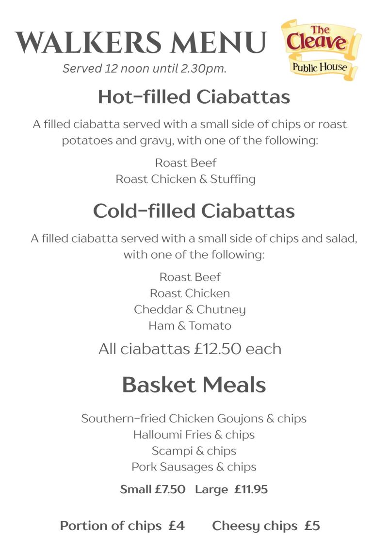 Cleave Lunch Walkers Menu
