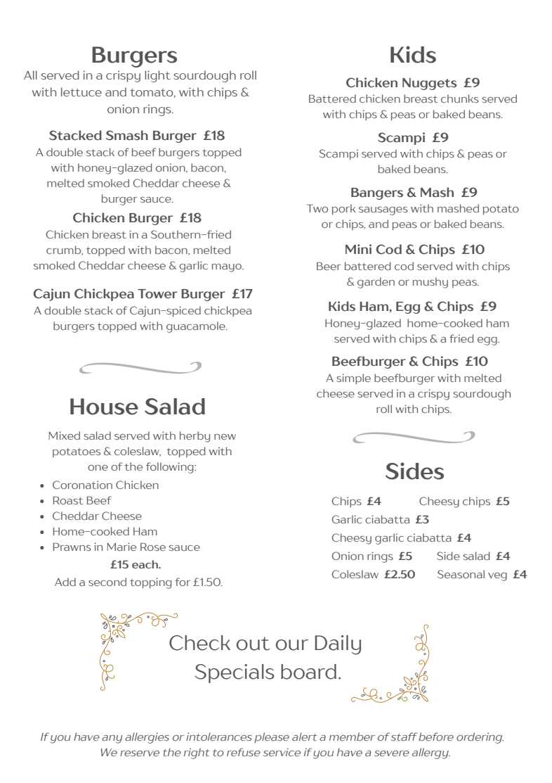 The Cleave Menu Burgers Kids